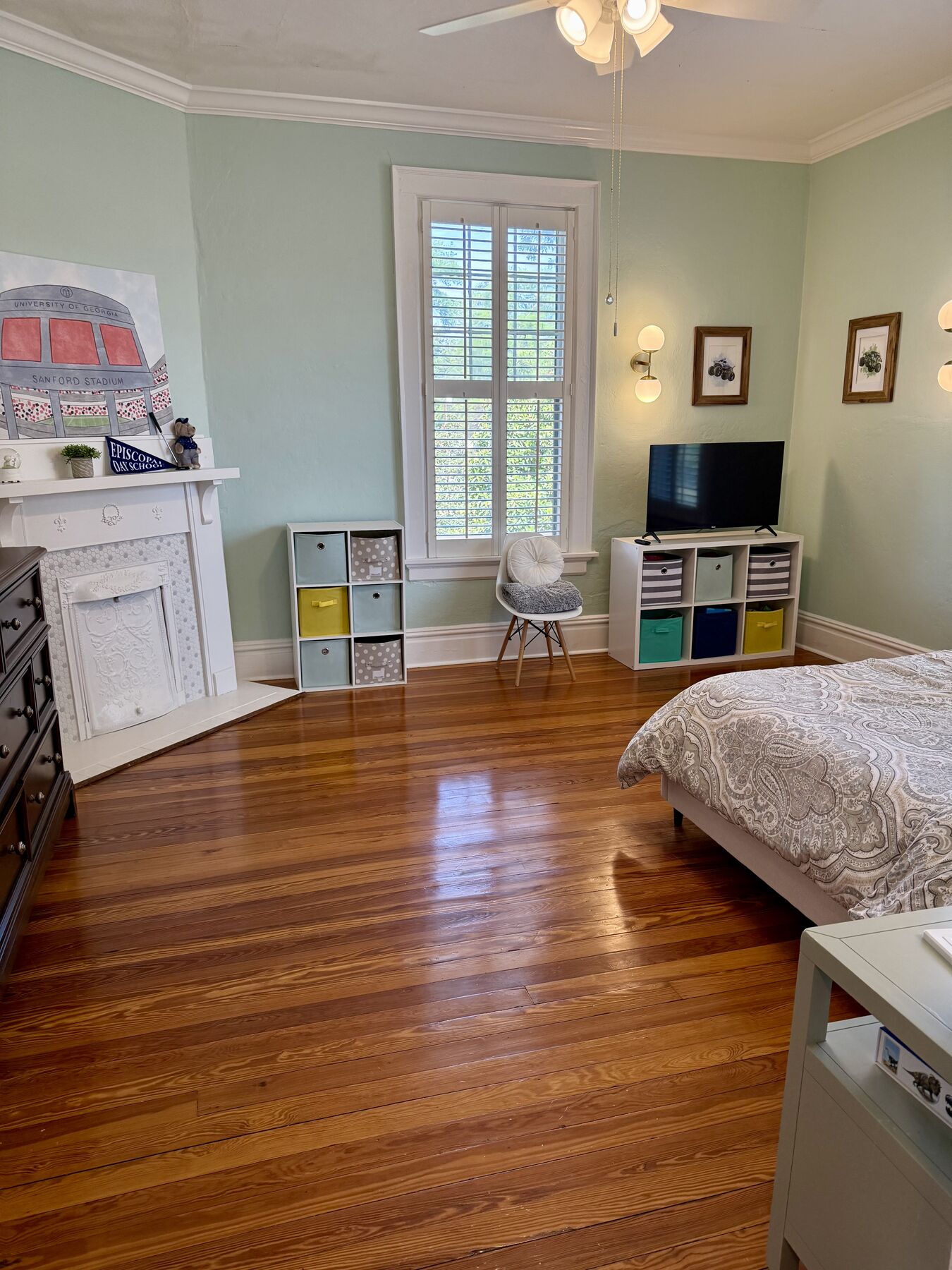 Bedroom with hardwood floors