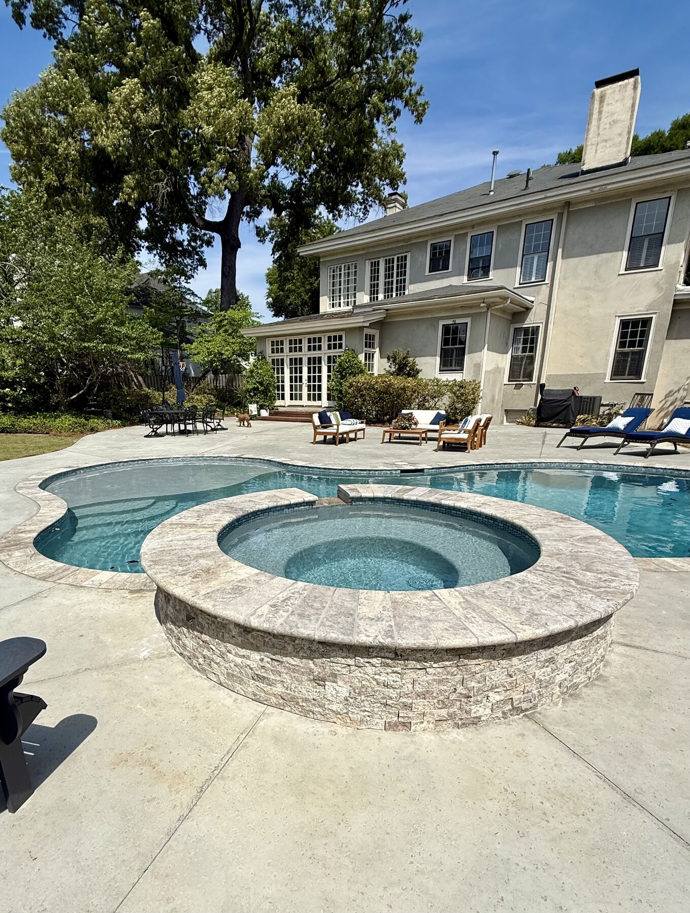 Pool and spa, full backyard view